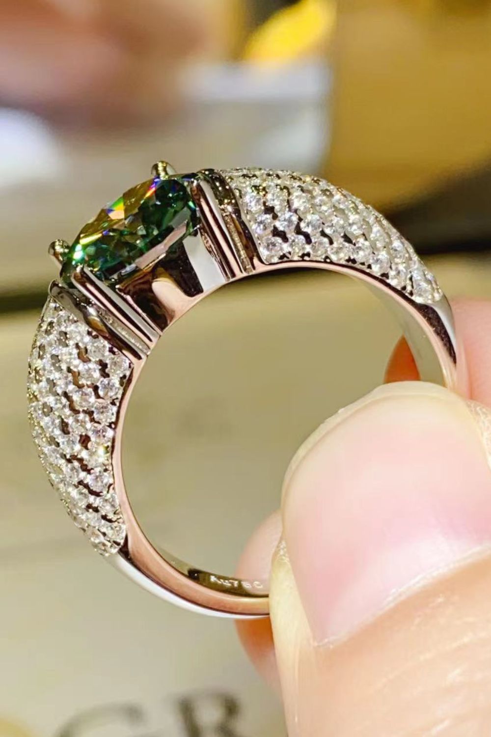 3 Carat Green Sparkala™ Side Stone Ring