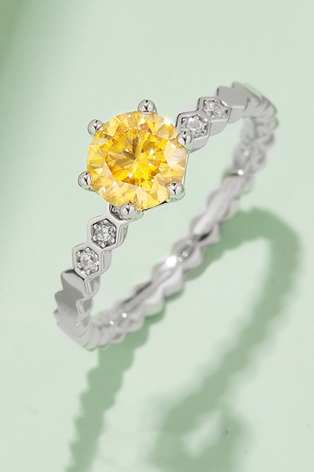1 Carat Brilliant Round Cut Sparkala™ 6-Prong Platinum Over Pure Sterling Silver Ring (Yellow, Blue, or Pink)