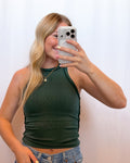 Mae Ribbed Tank in Hunter Green