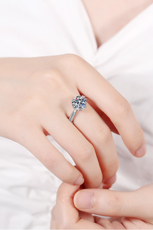 3 Carat Brilliant Round Cut Sparkala™ Rhodium Over Pure Sterling Silver Side Stone Ring