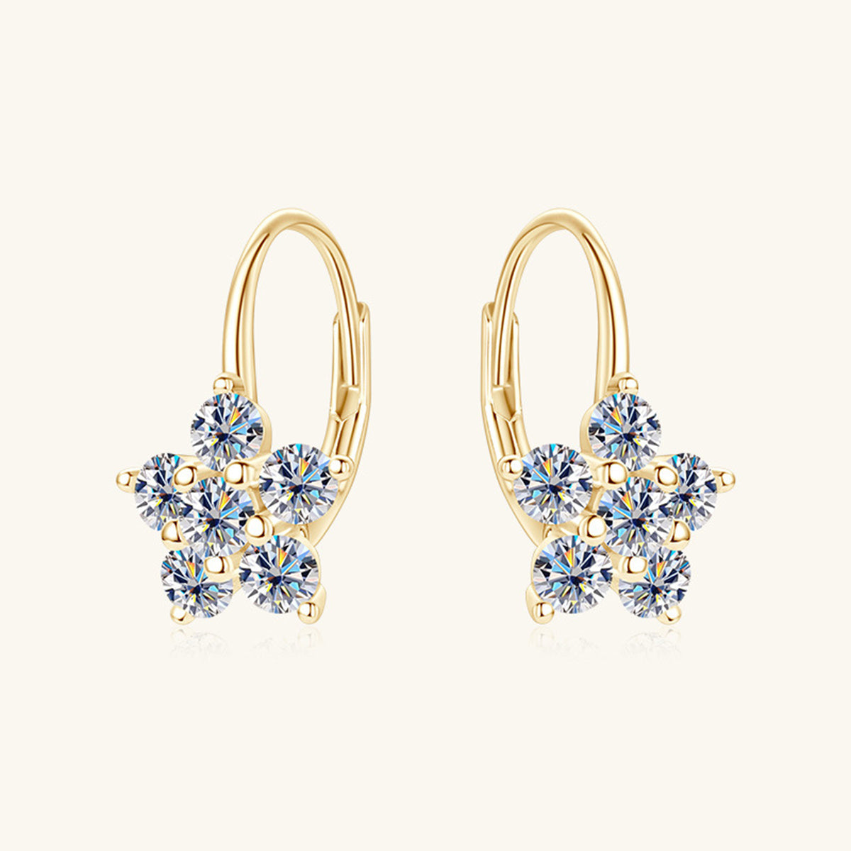 1.2 Carat Pure Sterling Silver Sparkala™ Flower Huggie Earrings