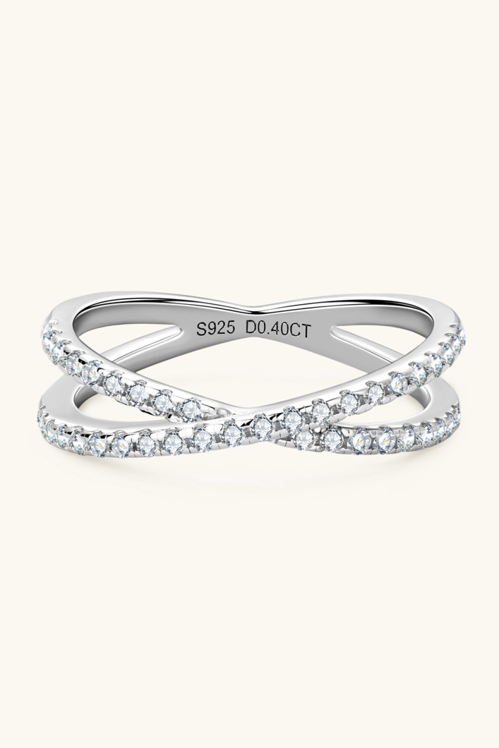 Sparkala™ Platinum Over Pure Sterling Silver Crisscross Ring