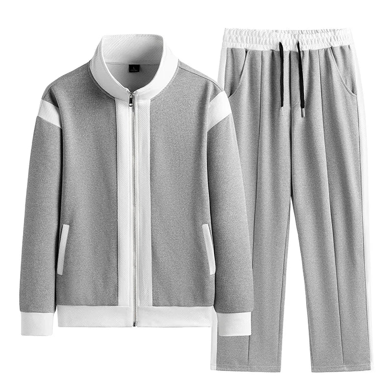 Men's Baseball Korean Sportswear Jogging Sets Suit Jacket and Trousers Two-piece Running Sets FashionPatchwork Quality Tracksuit