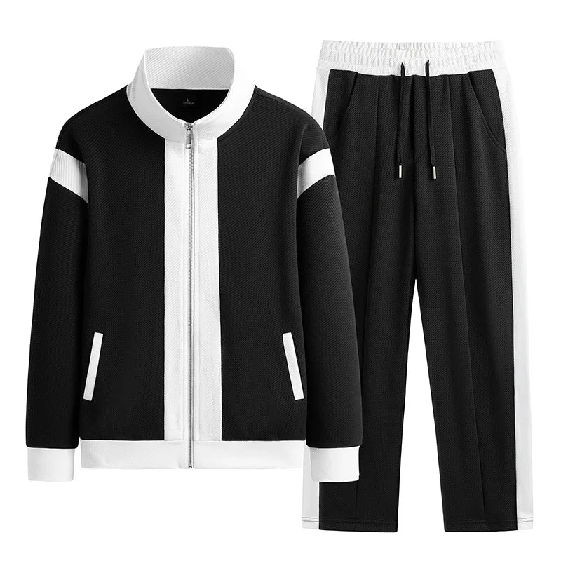 Men's Baseball Korean Sportswear Jogging Sets Suit Jacket and Trousers Two-piece Running Sets FashionPatchwork Quality Tracksuit