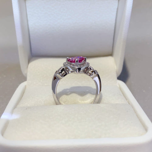 1 Carat Heart-Shaped Pink Pink Sparkala™ Pure Sterling Silver Ring