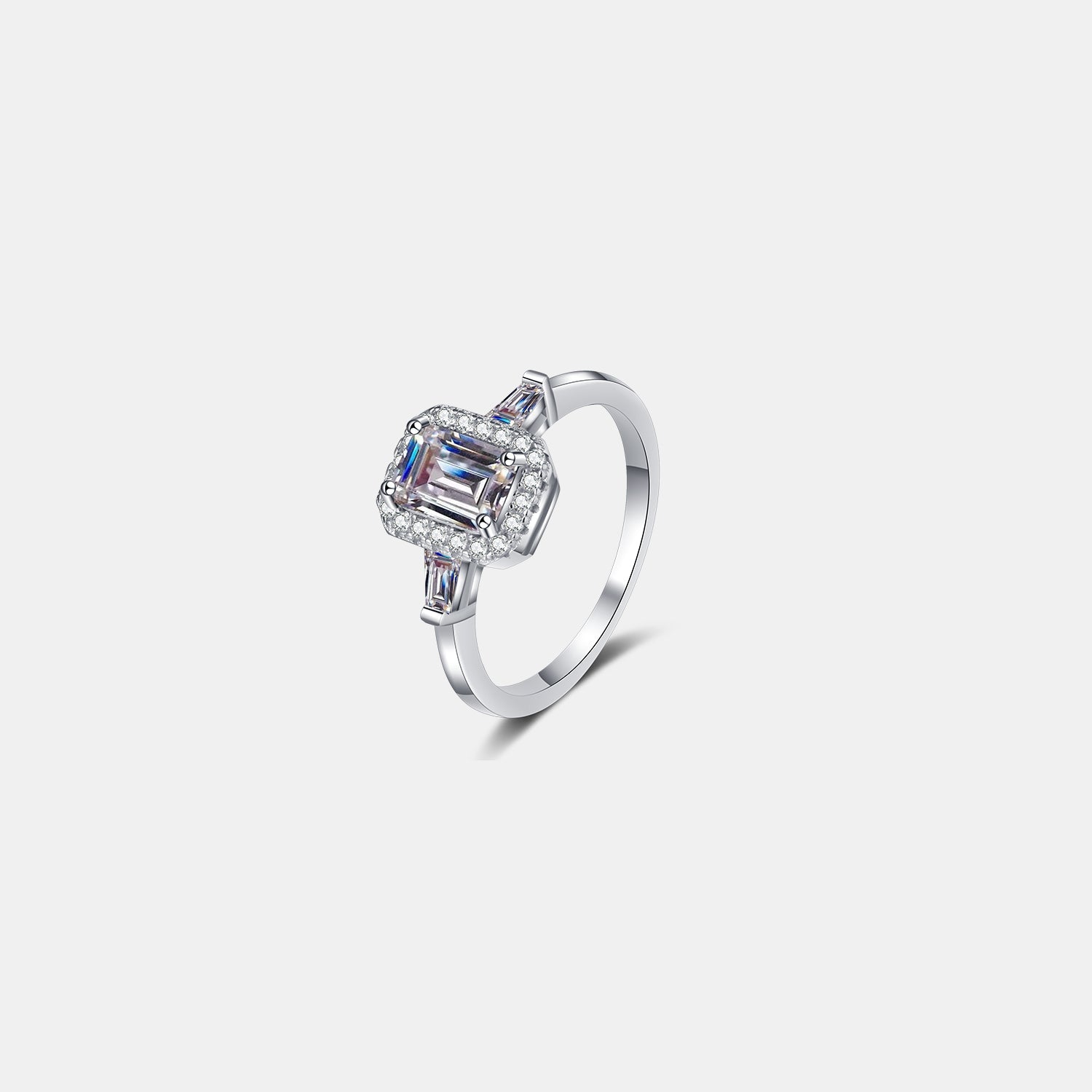 1 Carat Blue Emerald-Cut Sparkala™ Pure Sterling Silver Ring