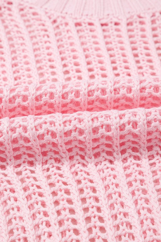 Hollow-out Crochet Tie Side Short Sleeve Sweater