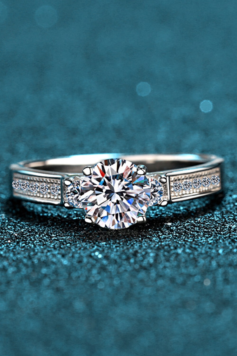 Lucky Charm Brilliant Round Cut Sparkala™ Rhodium-Plated Ring