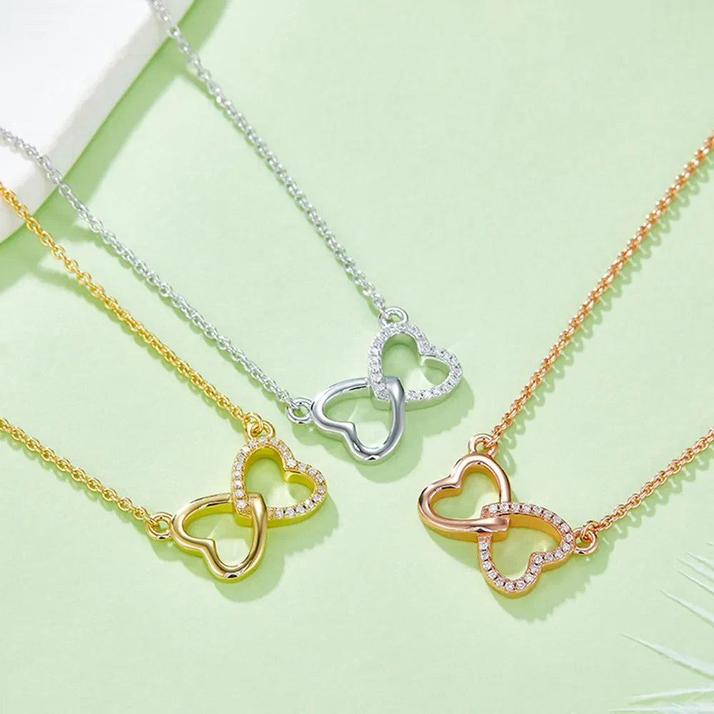 Sparkala™ 925 Sterling Silver Heart Bow Necklace