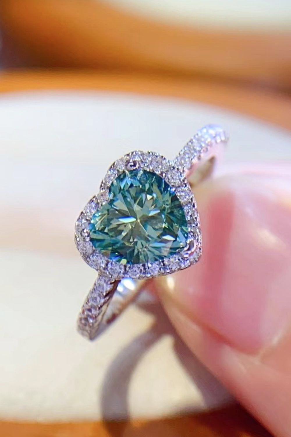 1-Carat Green Sparkala™ Heart Ring (Platinum Over Pure Sterling Silver)