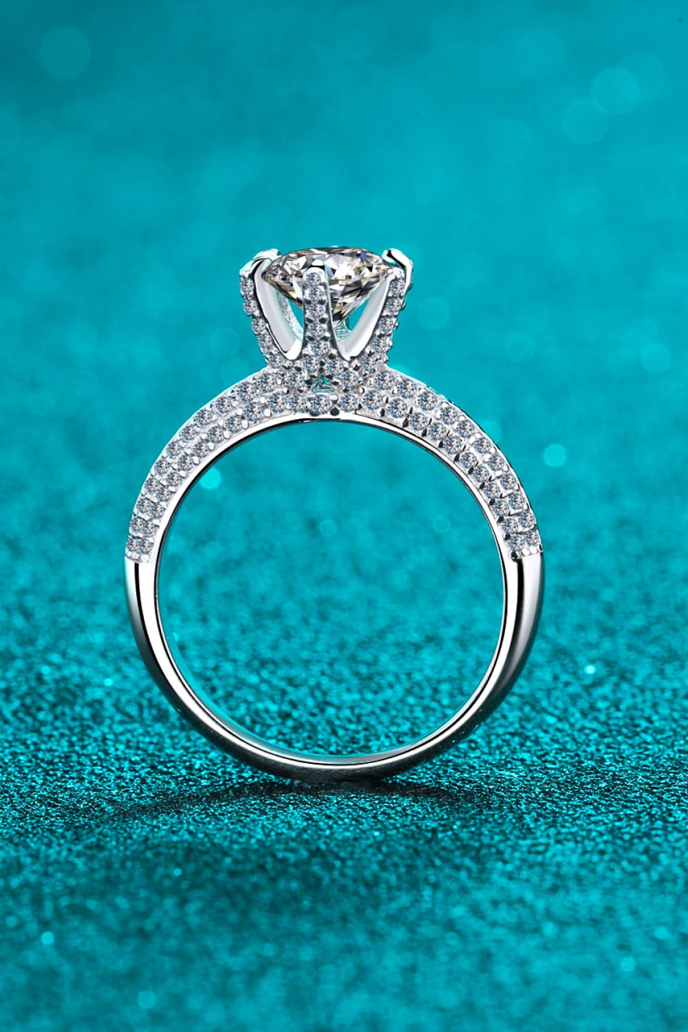 2 Carat Brilliant Round Cut Sparkala™ 925 Rhodium Over Sterling Silver Side Stone Ring