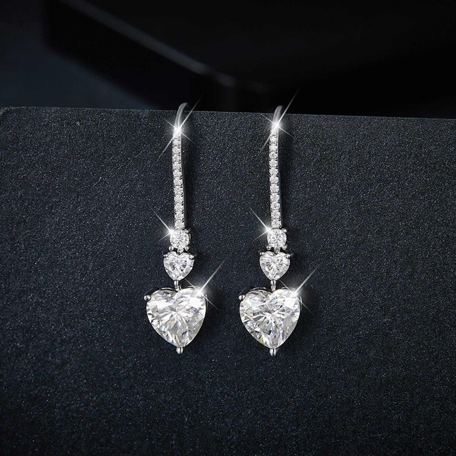 5.44 Carat 925 Sterling Silver Sparkala™ Heart Drop Earrings