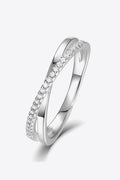 Platinum Over Pure Sterling Silver Crisscross Sparkala™ Ring