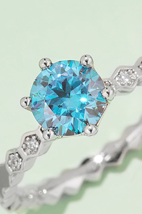 1 Carat Brilliant Round Cut Sparkala™ 6-Prong Platinum Over Pure Sterling Silver Ring (Yellow, Blue, or Pink)