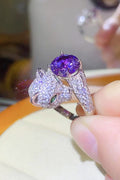 2 Carat Blue Sparkala™ Adjustable Animal Bypass Ring (Platinum Over Pure Sterling Silver)