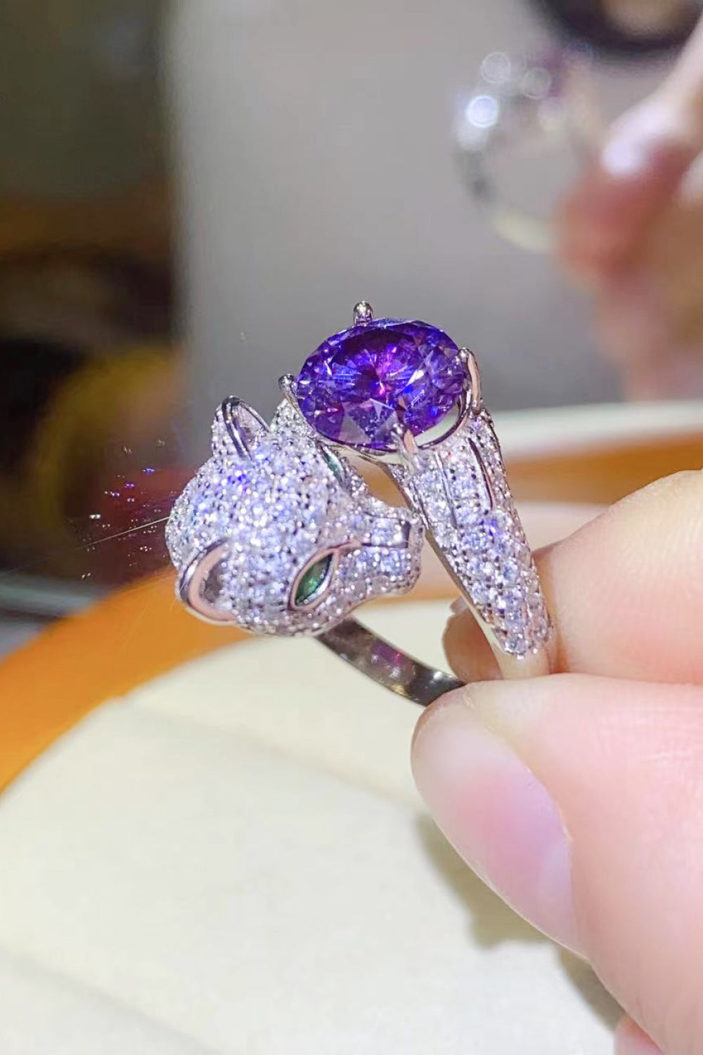 2 Carat Blue Sparkala™ Adjustable Animal Bypass Ring (Platinum Over Pure Sterling Silver)