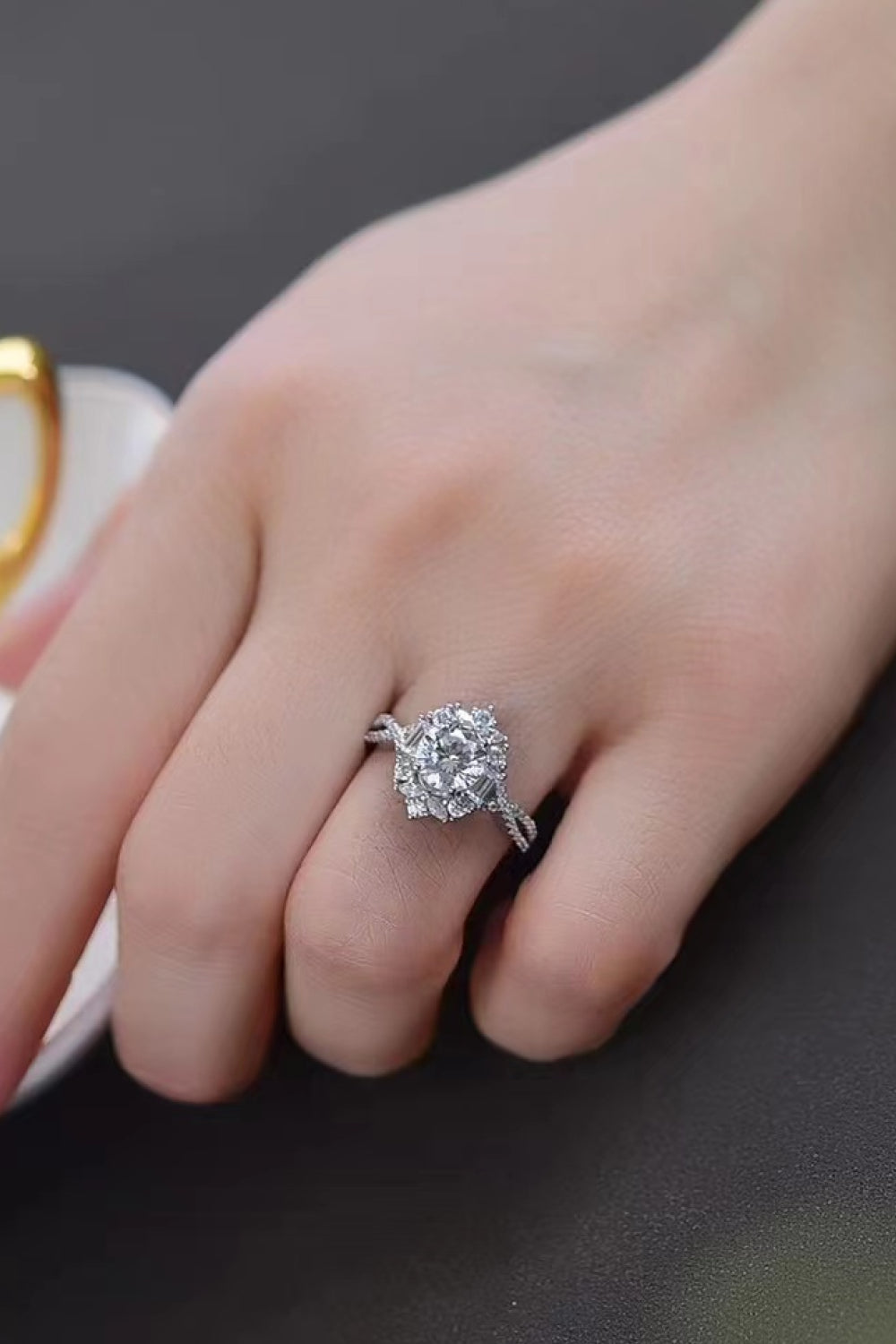 Floral 2 Carat Sparkala™ Crisscross Ring (Platinum Over Pure Sterling Silver)