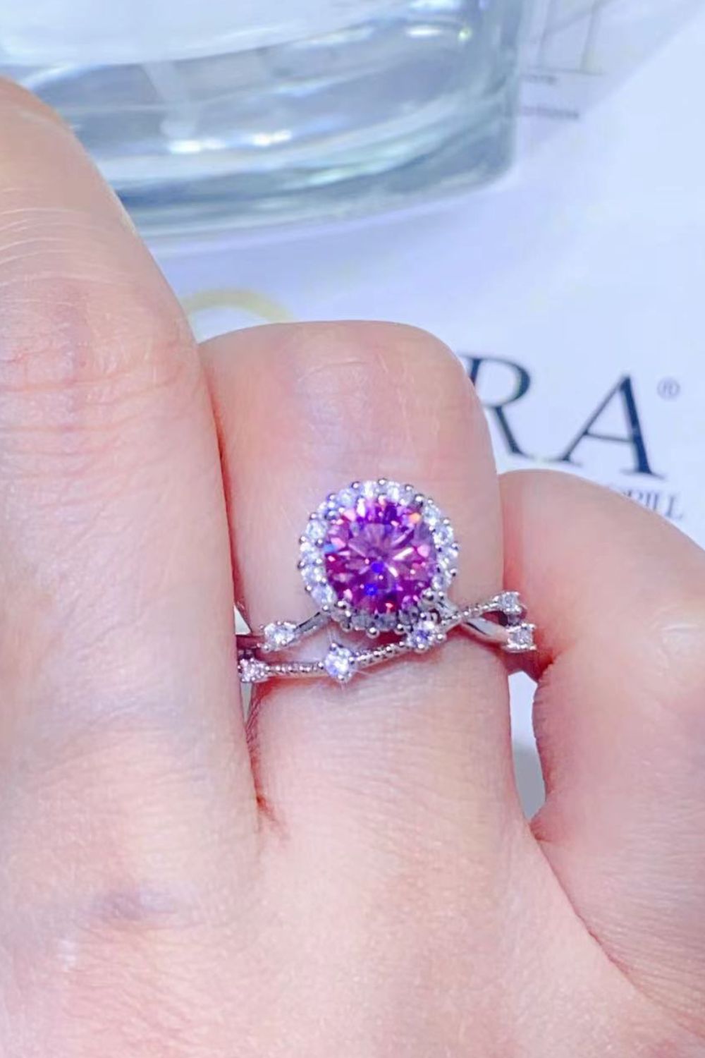 1 Carat Pink Sparkala™ Platinum Over Pure Sterling Silver Ring