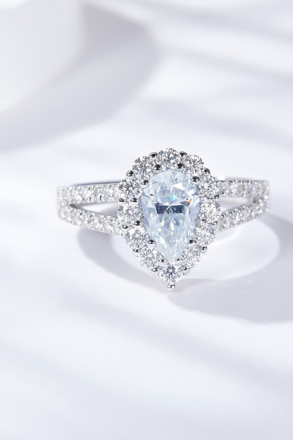 1 Carat Sparkala™ Teardrop Split Shank Ring (Platinum Over Pure Sterling Silver)