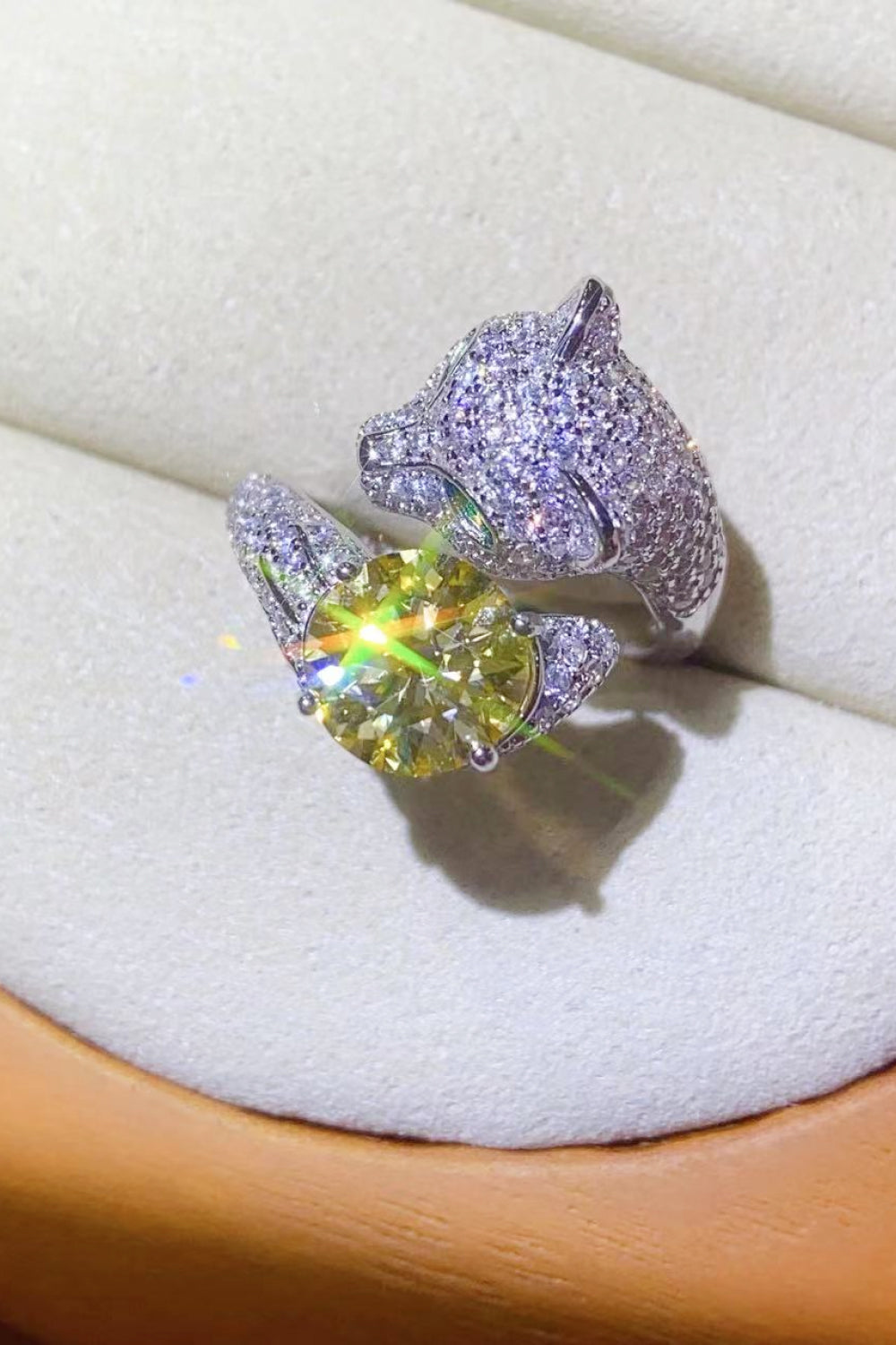 2 Carat Yellow Yellow Sparkala™ Animal Bypass Ring (Platinum Over Pure Sterling Silver)