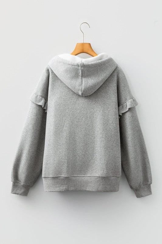 Contrast Rope Drawstring Drop Shoulder Hoodie
