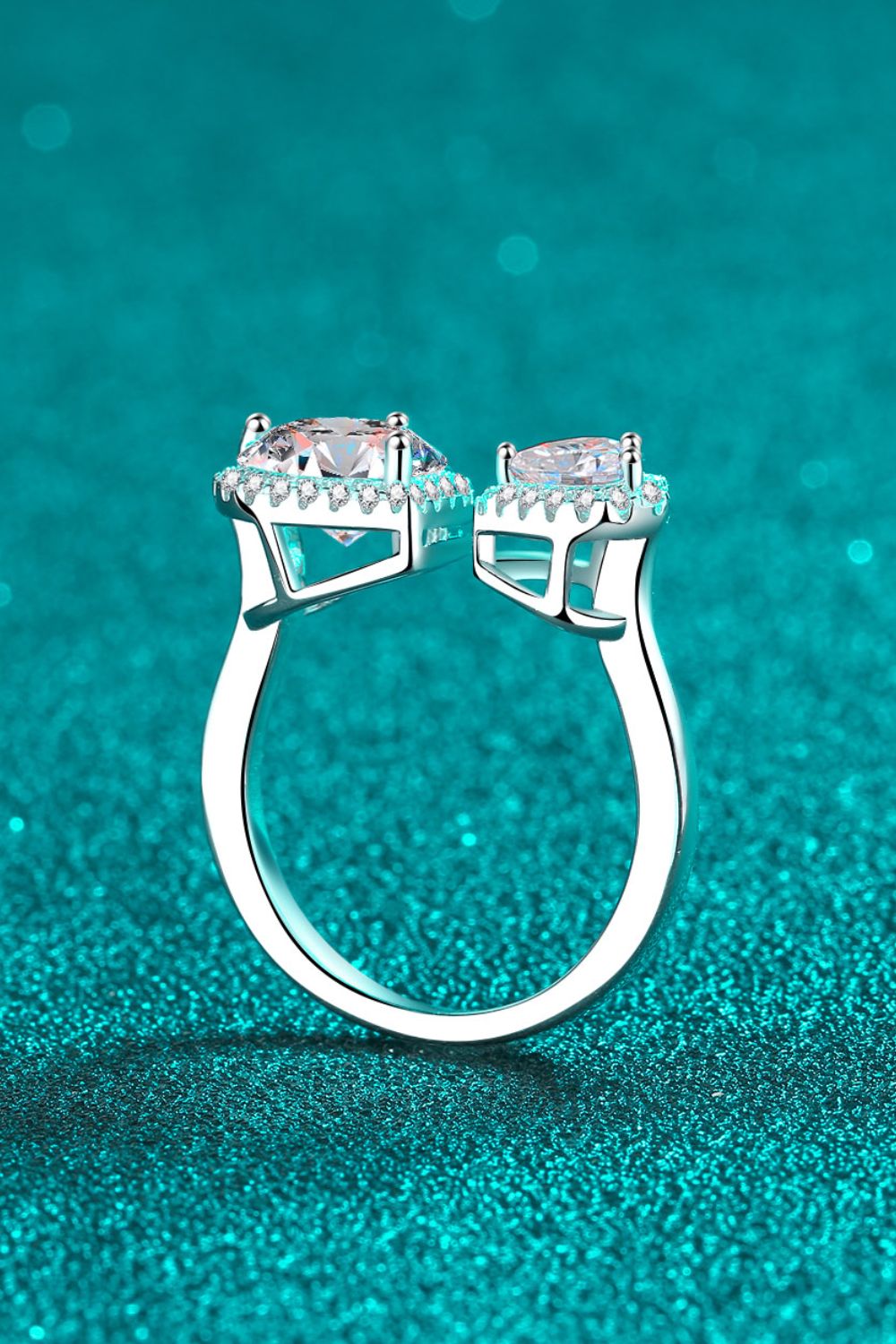 Sparkala™ Open Double Heart Ring (Platinum Over Pure Sterling Silver)