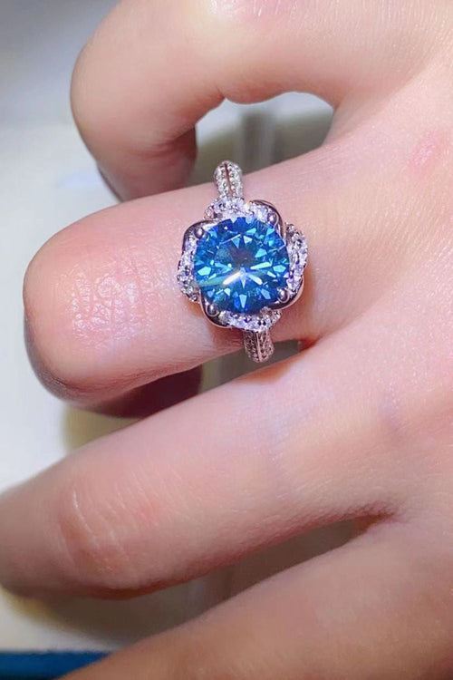 2 Carat Cobalt Blue Blue Brilliant Round Cut Sparkala™ Platinum Over Pure Sterling Silver Ring