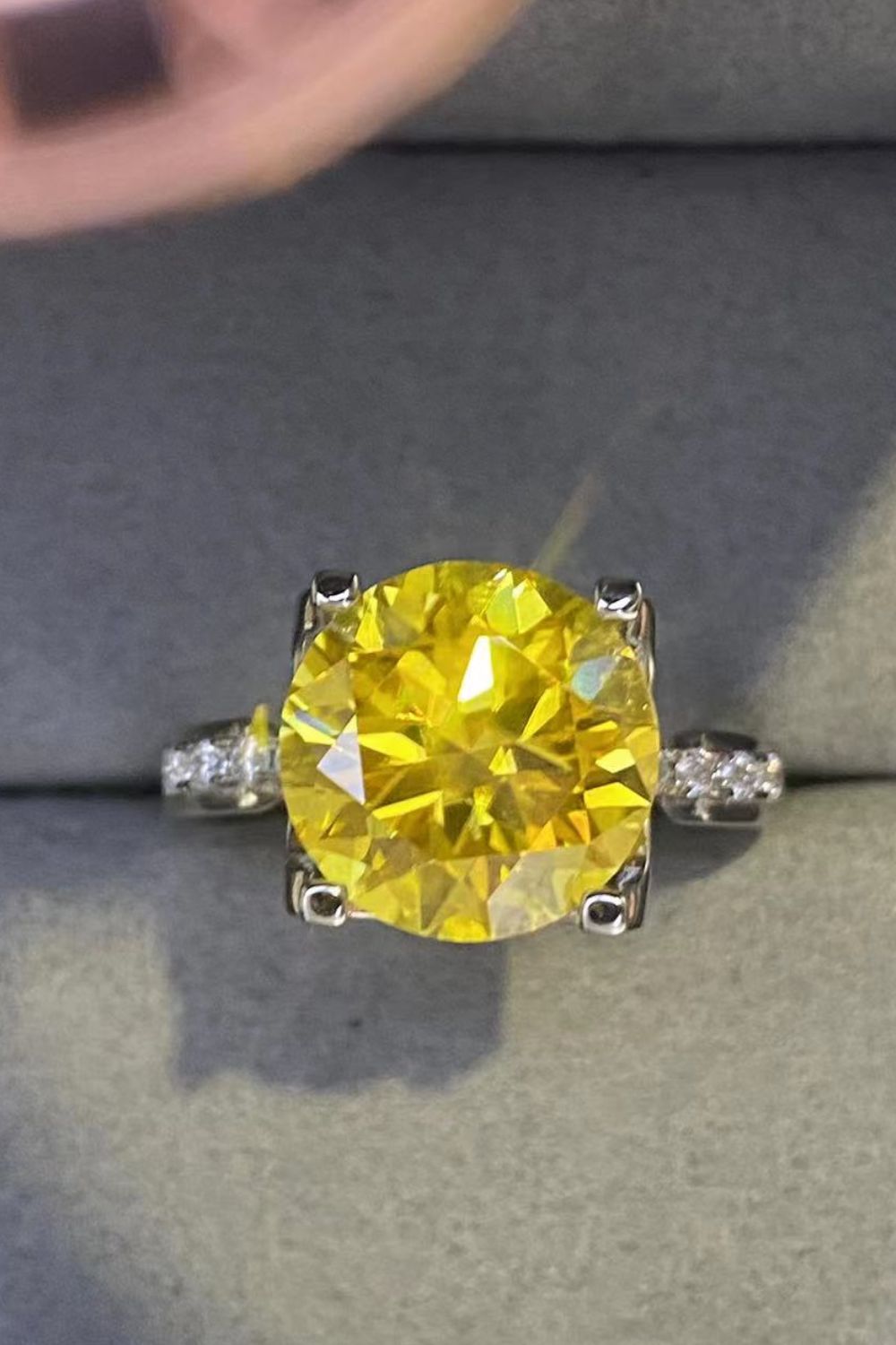 5 Carat Yellow Yellow Brilliant Round Cut Sparkala™ Platinum Over Pure Sterling Silver Ring
