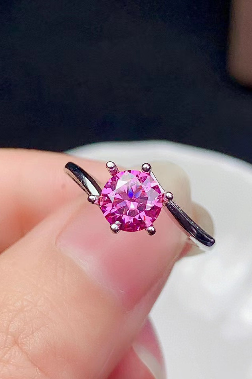 Can't Stop Your Shine 1 Carat Pink Brilliant Round Cut Sparkala™ Ring (Platinum Over Pure Sterling Silver)