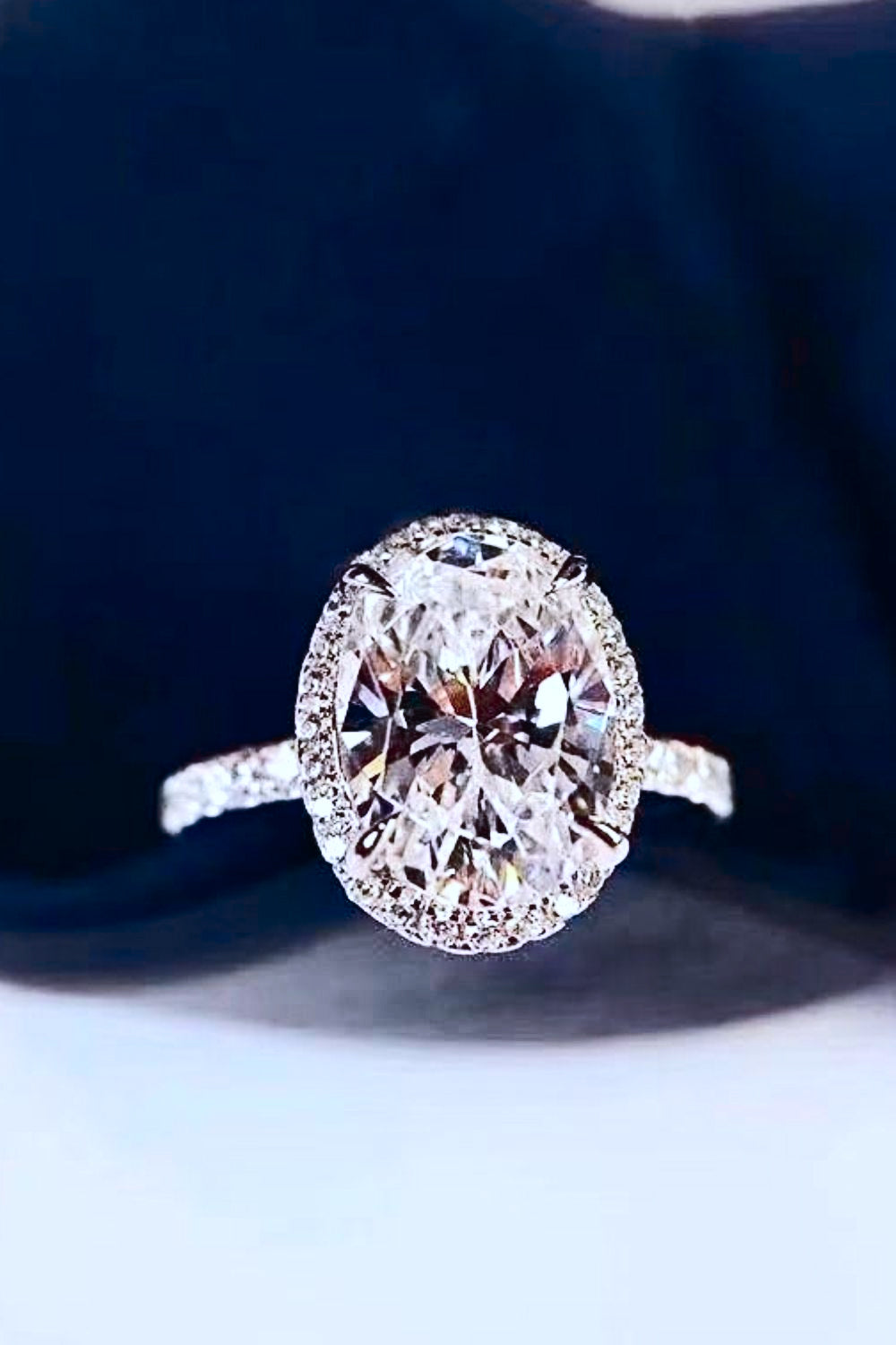 2 Carat Oval-Cut Sparkala™ Ring (Platinum Over Pure Sterling Silver)