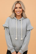 Contrast Rope Drawstring Drop Shoulder Hoodie