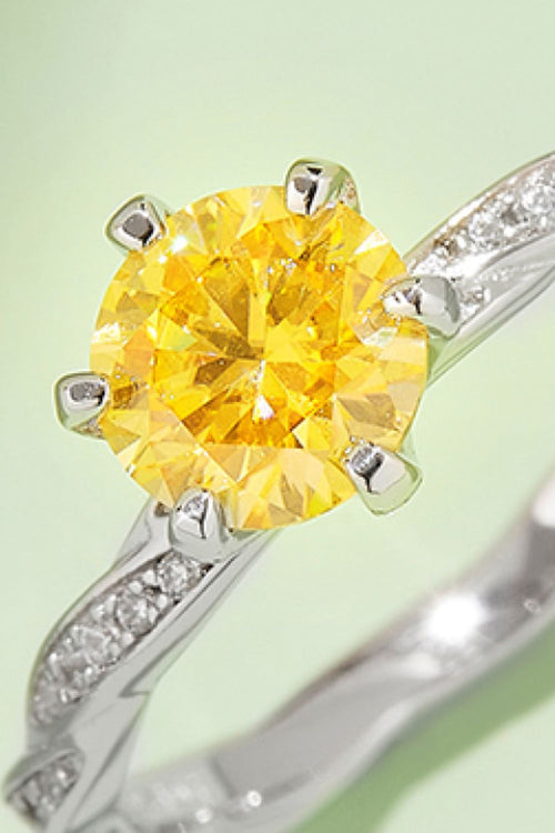 1 Carat Brilliant Round Cut Sparkala™ Contrast Platinum Over Pure Sterling Silver Ring (Yellow, Pink, or Blue)