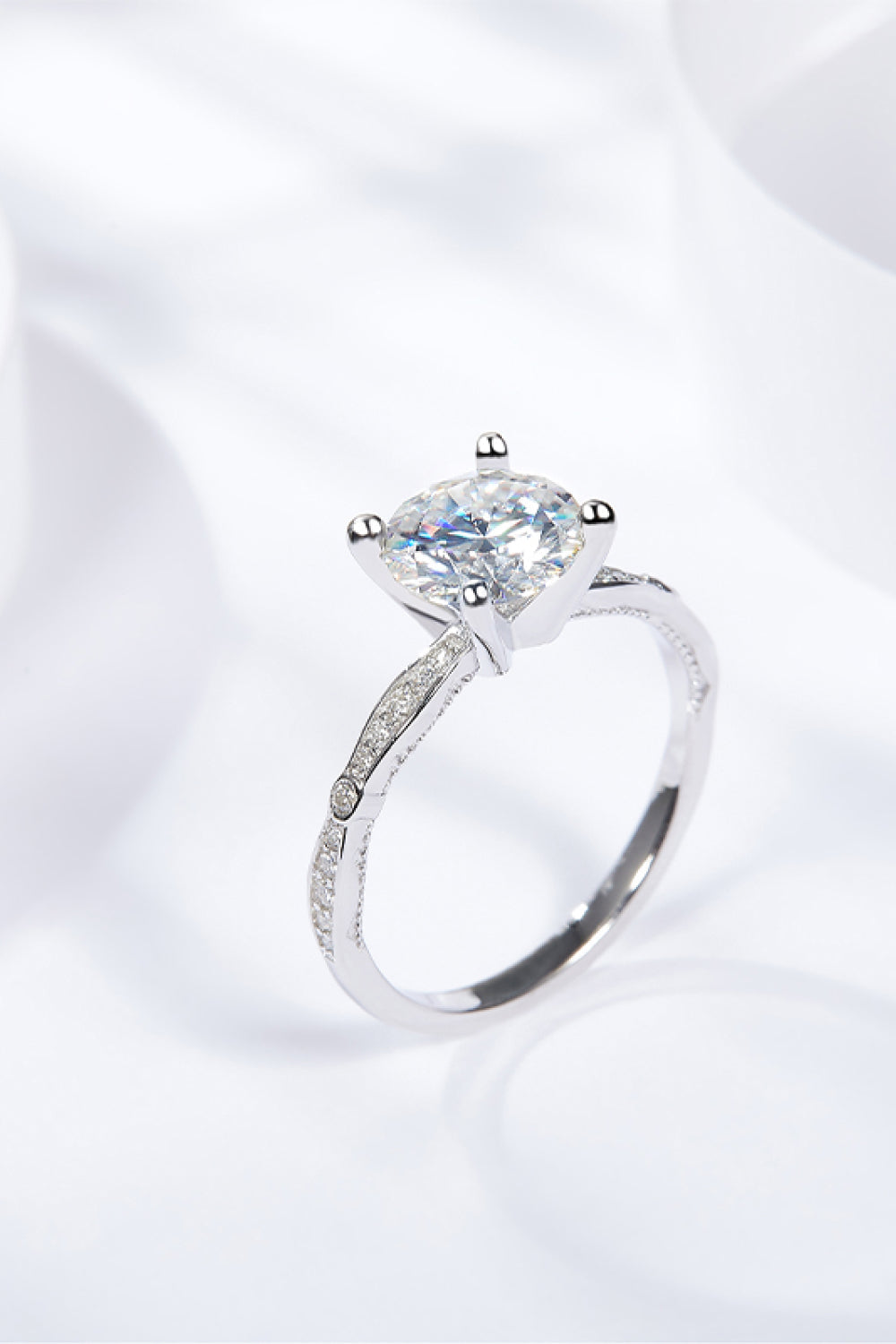 1.5 Carat Brilliant Round Cut Sparkala™ Side Stone Ring (Platinum Over Pure Sterling Silver)