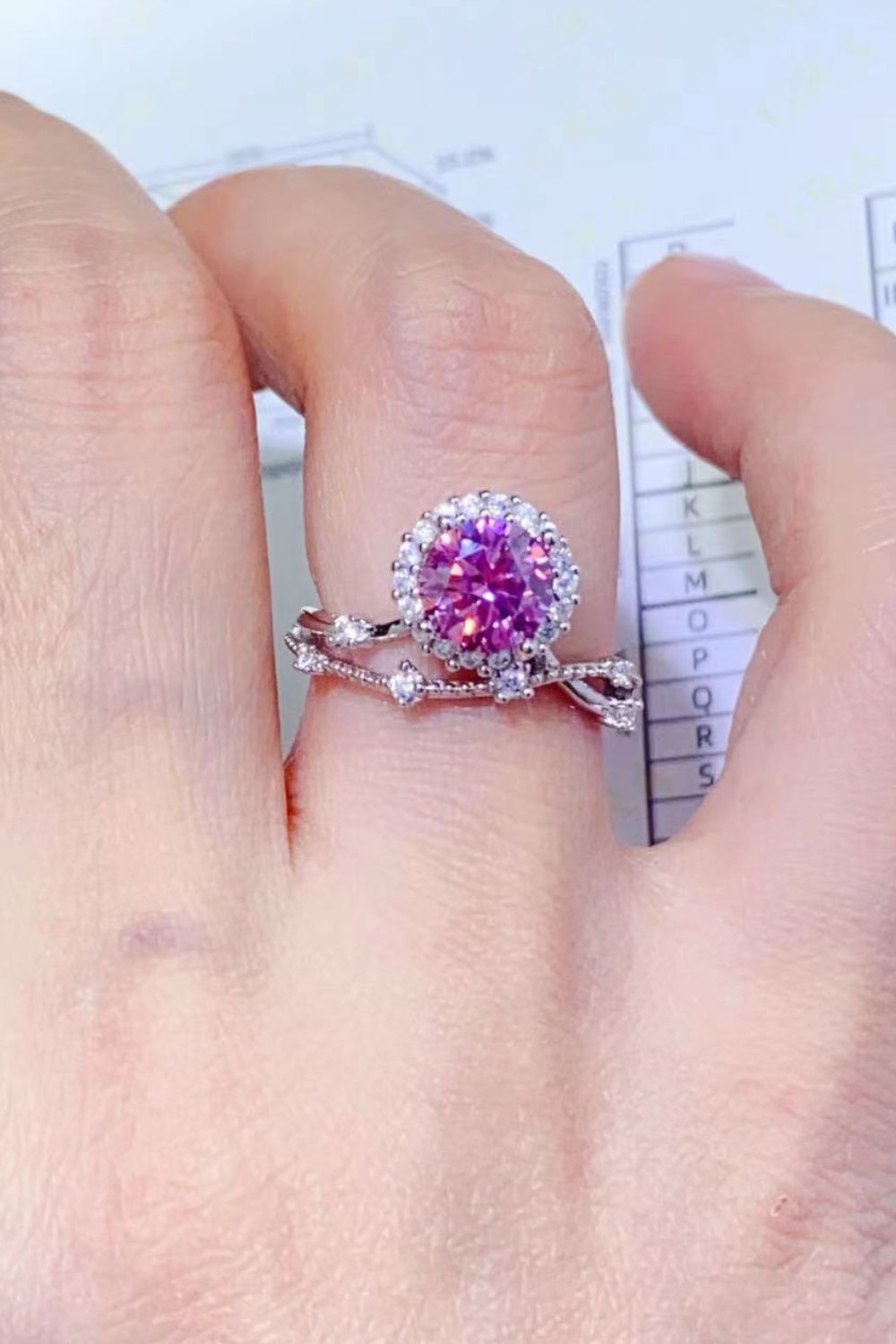 1 Carat Pink Sparkala™ Platinum Over Pure Sterling Silver Ring