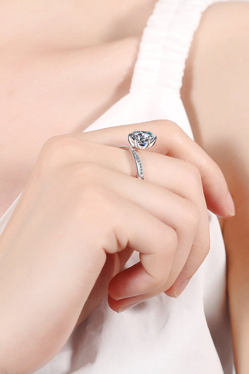3 Carat Brilliant Round Cut Sparkala™ 6-Prong Offset Ring (Platinum Over Pure Sterling Silver)