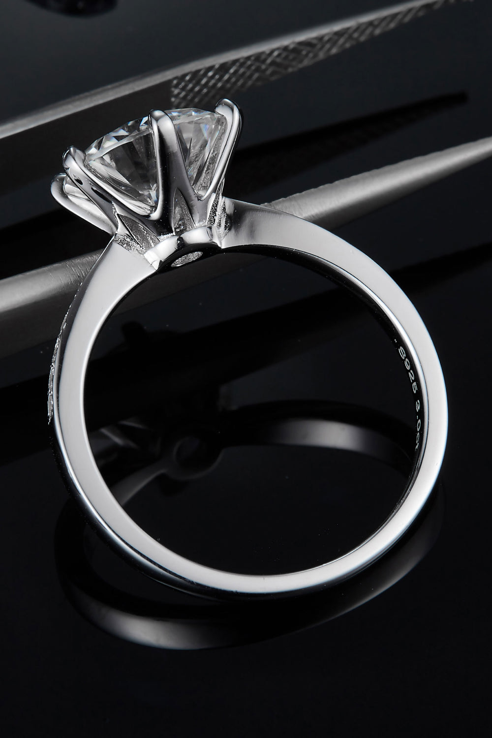 3 Carat Brilliant Round Cut Sparkala™ Side Stone Ring (Platinum Over Pure Sterling Silver)