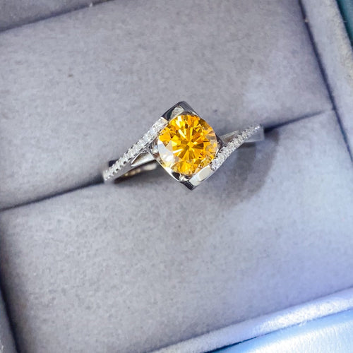 1 Carat Yellow Brilliant Round Cut Sparkala™ Pure Sterling Silver Ring