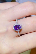 Platinum Over Pure Sterling Silver 1 Carat Purple Purple Oval-Cut Sparkala™ Ring