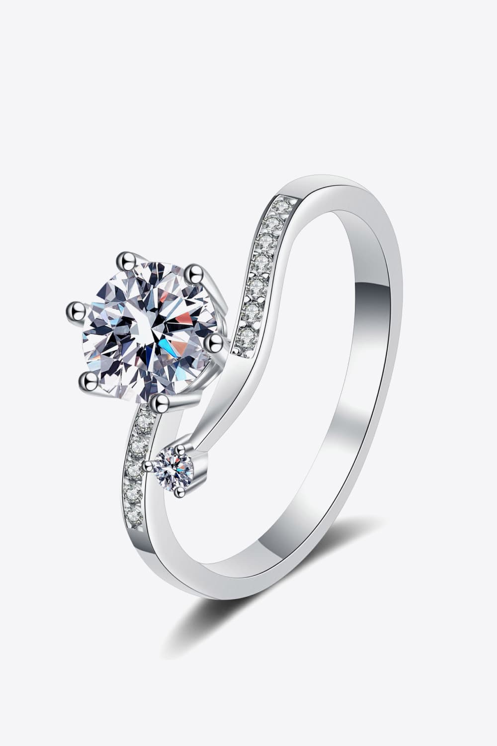 1 Carat Brilliant Round Cut Sparkala™ 925 Sterling Silver Bypass Ring