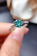 All For You 2 Carat Green Brilliant Round Cut Sparkala™ Platinum Over Pure Sterling Silver Ring