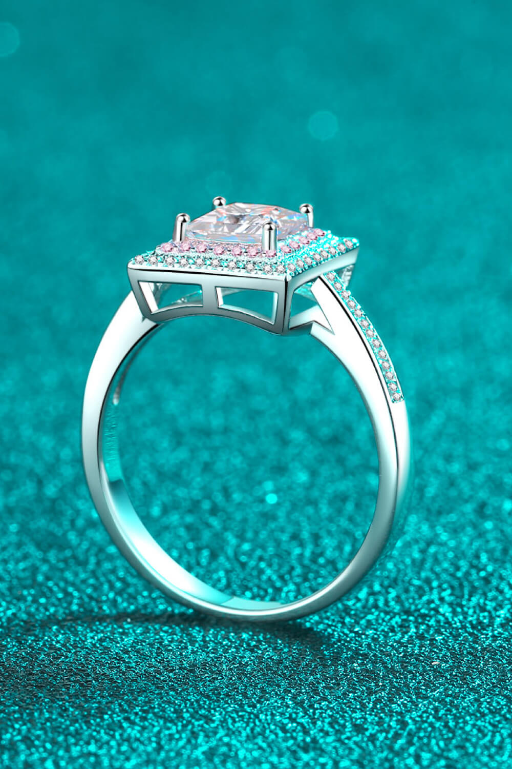 Stay Elegant 1 Carat Two-Tone Pink Princess-Cut Sparkala™ Ring (Platinum Over Pure Sterling Silver)
