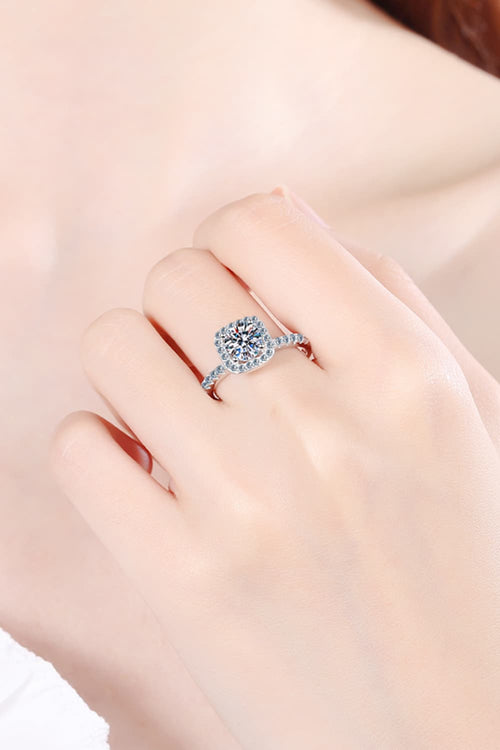 2 Carat Sparkala™ Square Halo Ring (Rhodium Over Pure Sterling Silver)