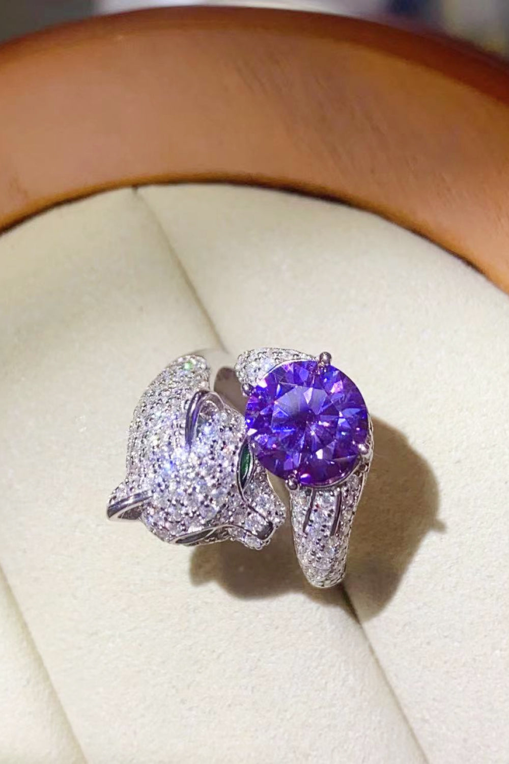 2 Carat Blue Sparkala™ Adjustable Animal Bypass Ring (Platinum Over Pure Sterling Silver)