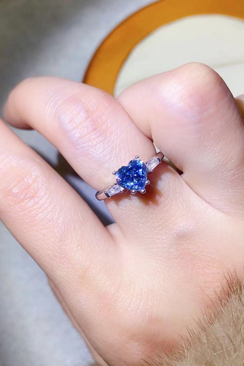 1 Carat Blue Sparkala™ Heart-Shaped Platinum-Plated Ring in Blue