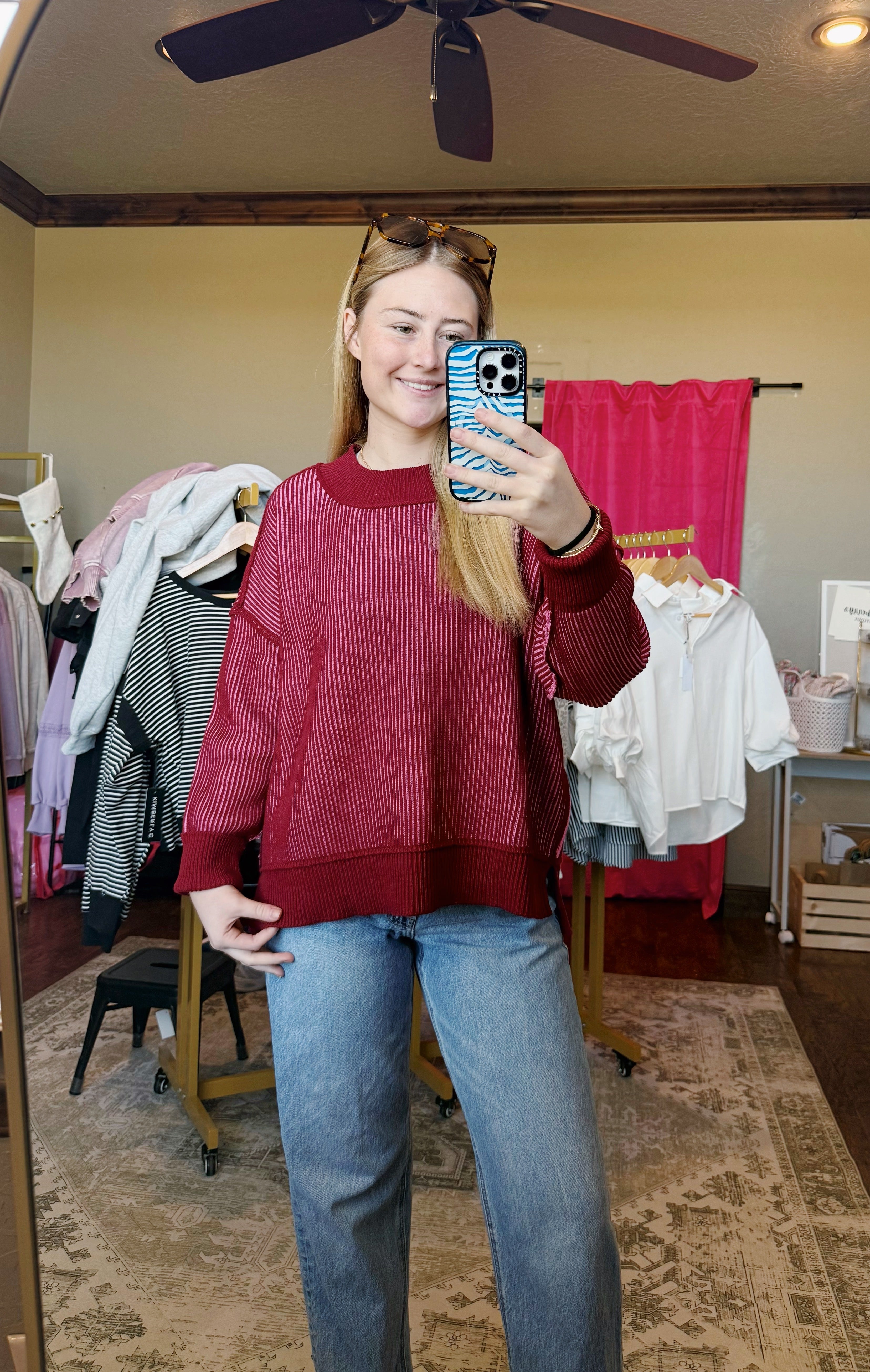 Haven Sweater In Dark Pink