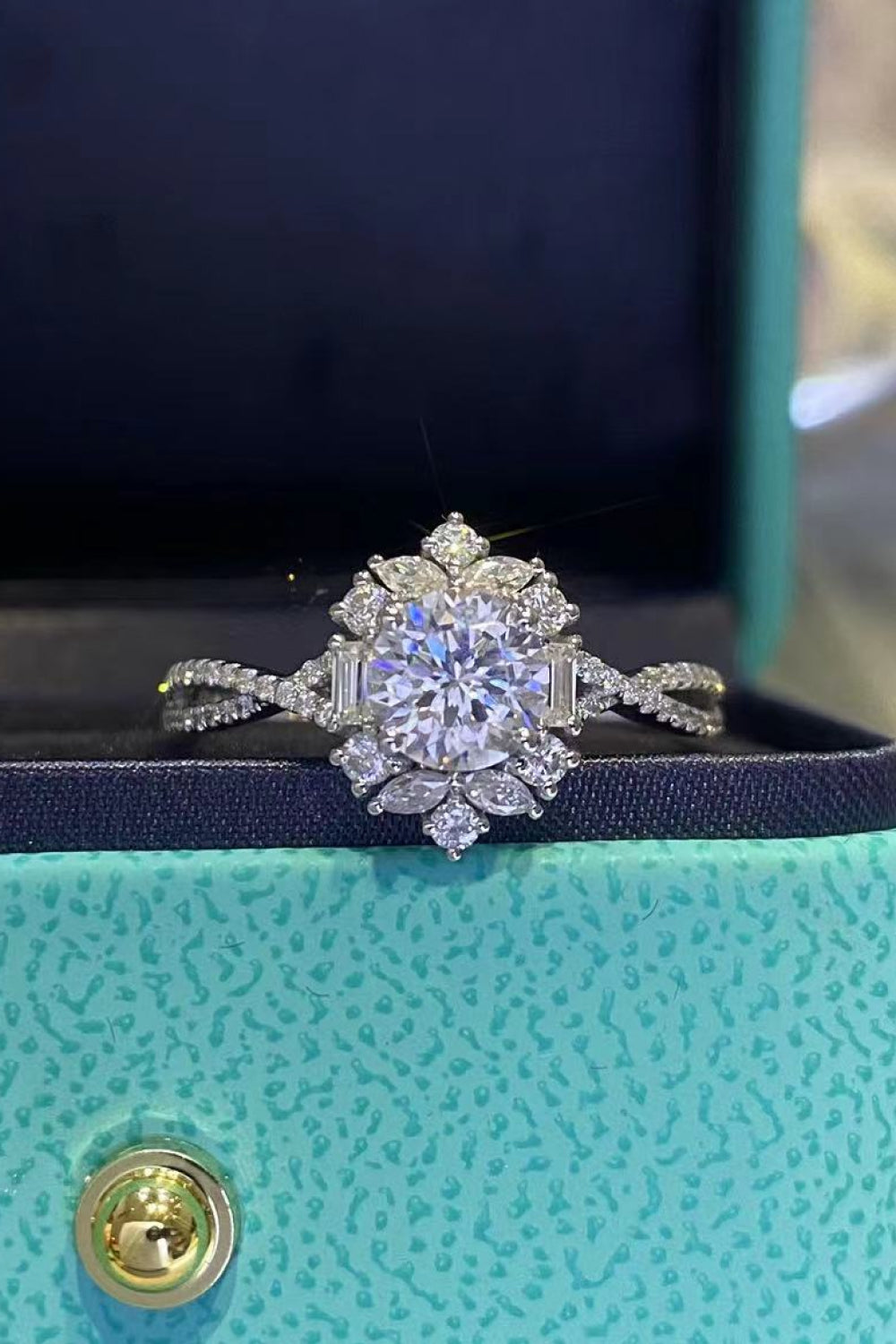 Floral 2 Carat Sparkala™ Crisscross Ring (Platinum Over Pure Sterling Silver)
