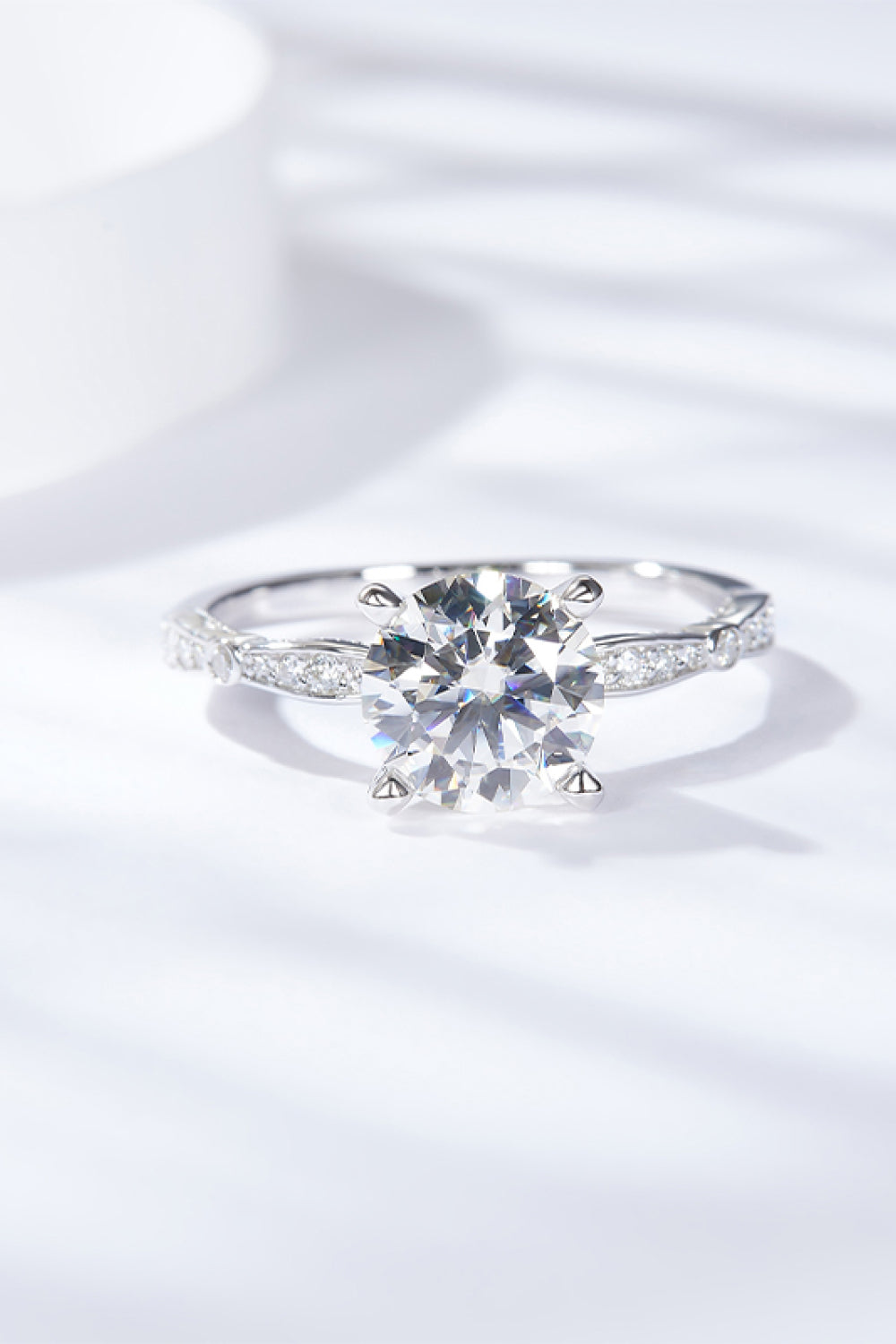 1.5 Carat Brilliant Round Cut Sparkala™ Side Stone Ring (Platinum Over Pure Sterling Silver)