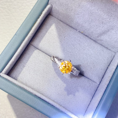 2 Carat Yellow Brilliant Round Cut Sparkala™ Pure Sterling Silver Ring