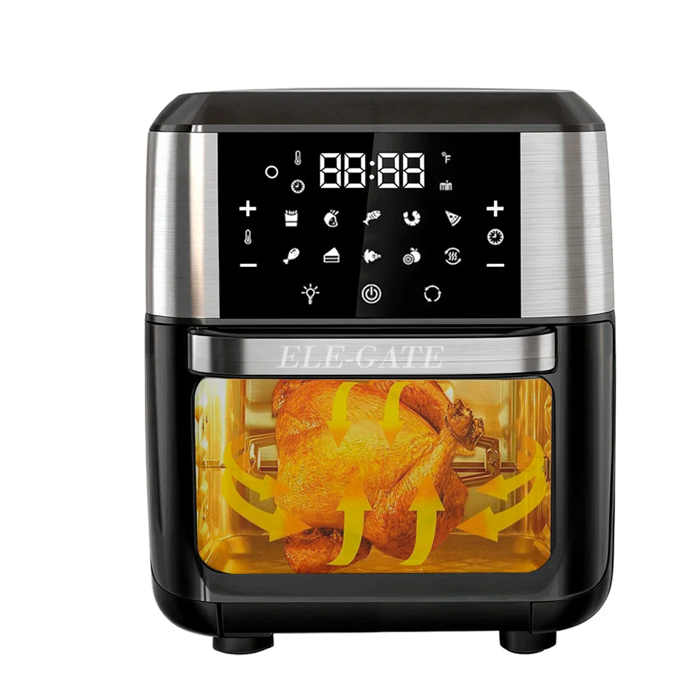 10-in-1 Digital Air Fryer Oven with 1800W Stainless Steel Housing for RV Outdoor Household Car Use in French & Dutch