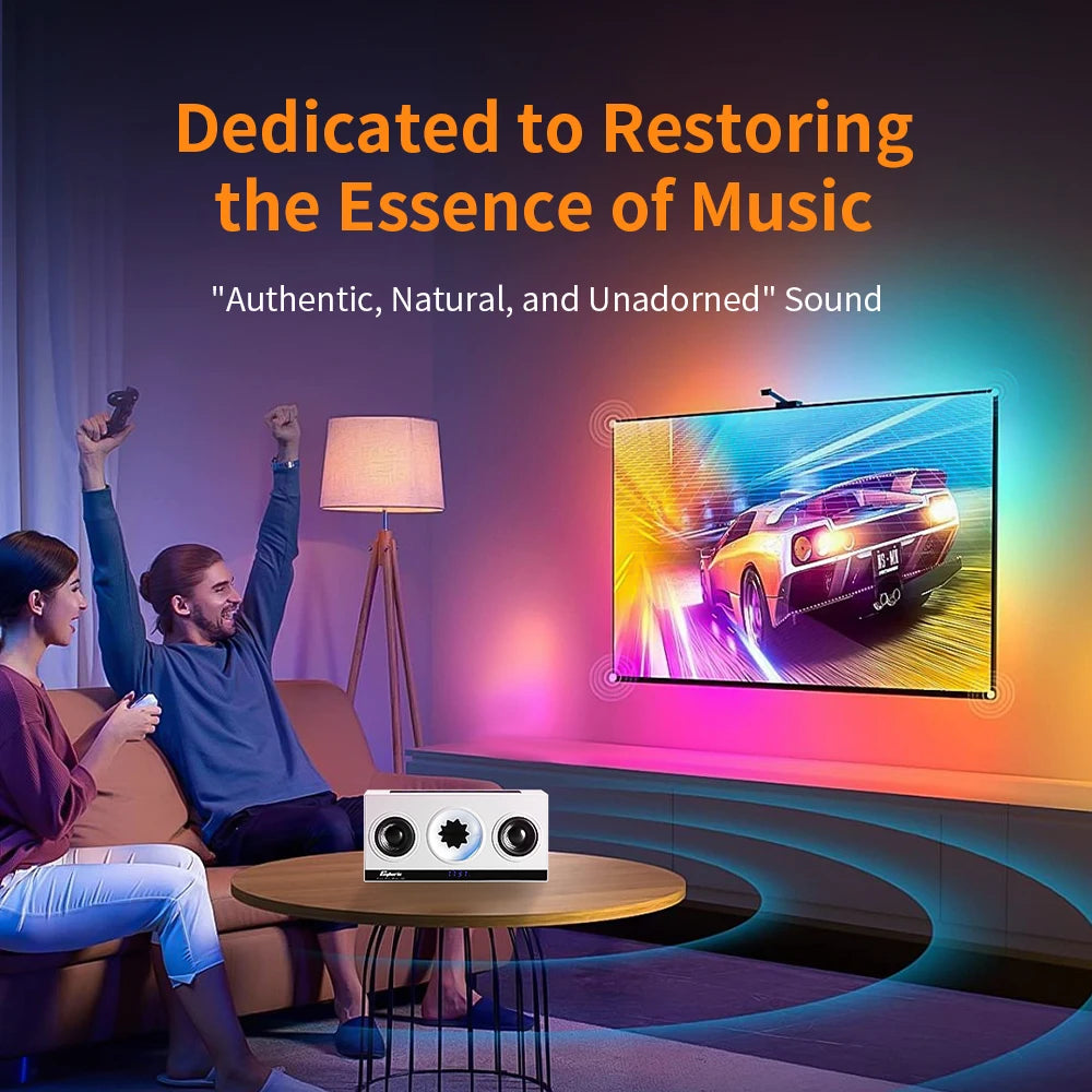 B1 Magnetic Wireless Speaker, Dancing Ferrofluid with Music Rhythm Portable Speaker with Alarm Clock Function Support TWS TF USB
